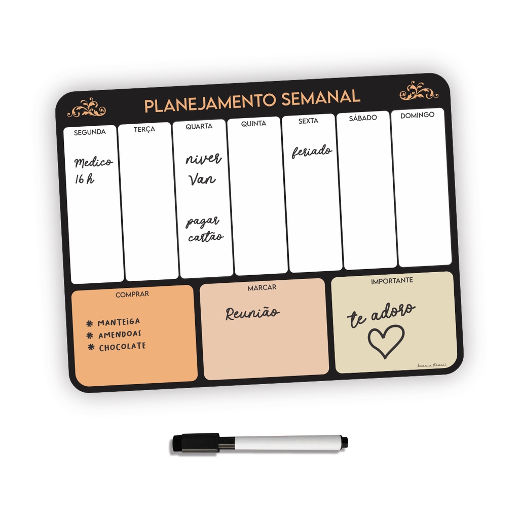 Lousa Quadro Magnético Imã De Geladeira Com Caneta Apagador