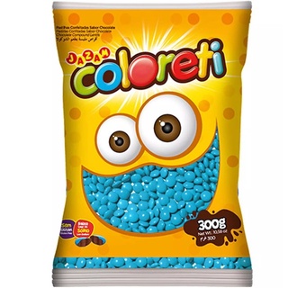 Confeito De Chocolate Coloreti Colorido Azul 300g - Jazam