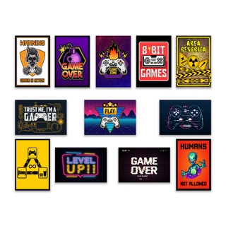 Kit Plaquinhas Decorativas Quadros X Cm MDF Gamer Jogos Nerd Geek Frases Videogames