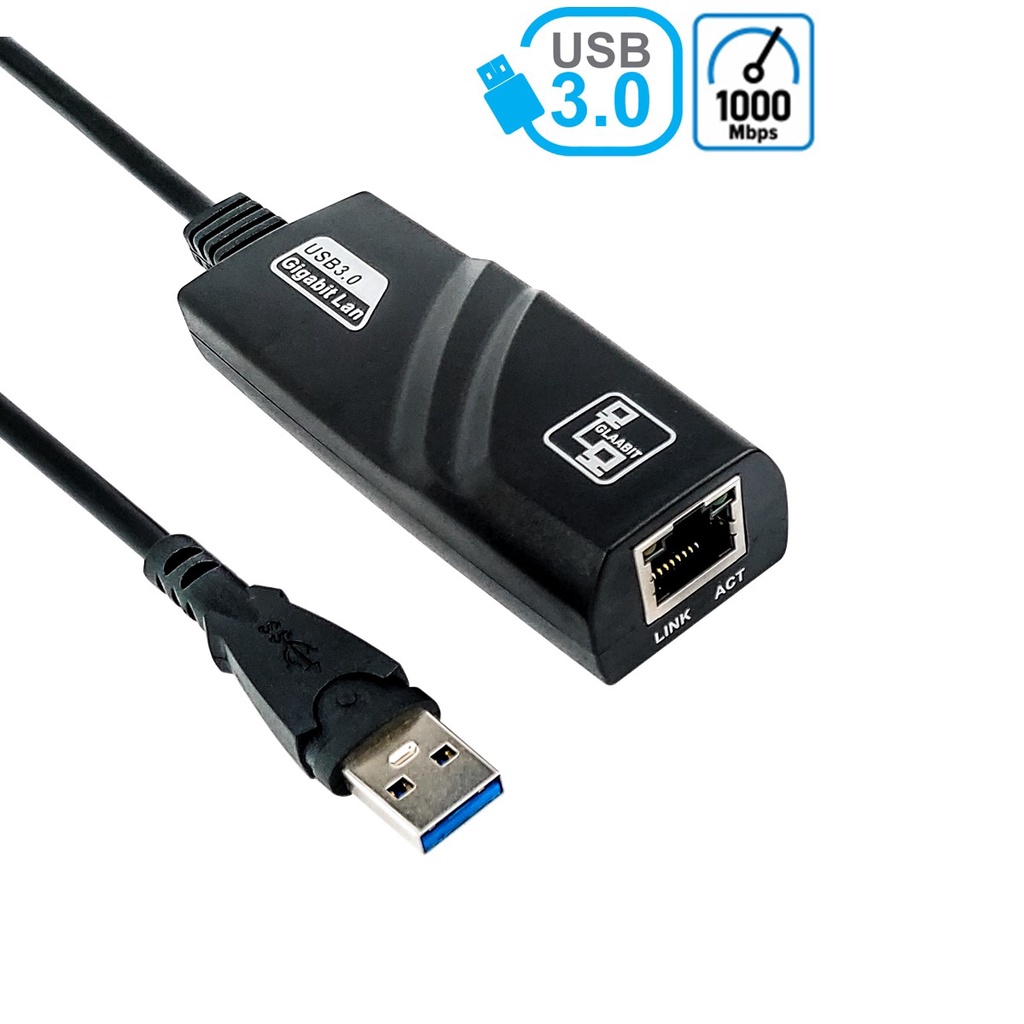 Adaptador de Rede USB 3.0 RJ45 Gigabit 1000 Mbps Ethernet 10/100/1000 Internet Cabo - Computador PC Desktop Notebook Chromebook