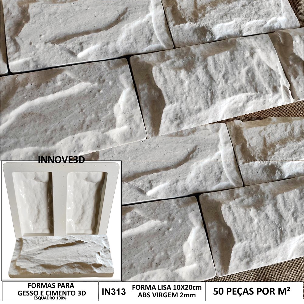10 Forma 3d Molde 3d Tijolinho Rústico 20x10cm Abs 2mm Molde Para Gesso/cimento 3d IN313