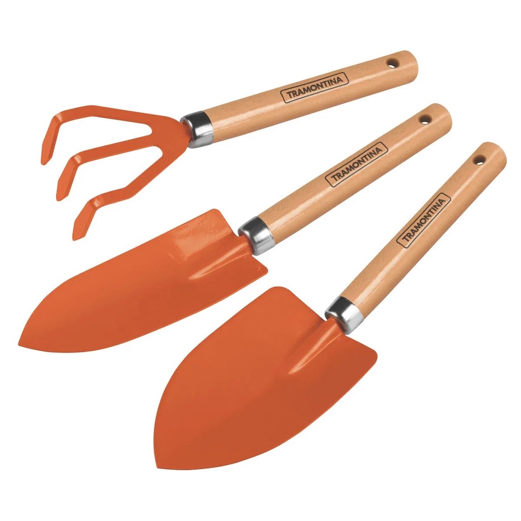 Conjunto Ferramentas Aço Jardim Horta Kit Jardinagem 3 Peças