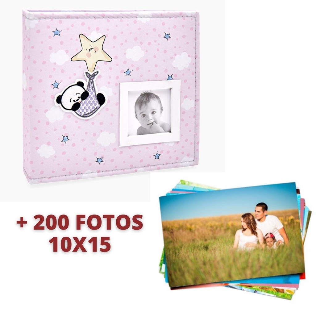 ÁLBUM DE 200 FOTOS PARA BEBES + 200 FOTO 10X15 REVELADAS 817