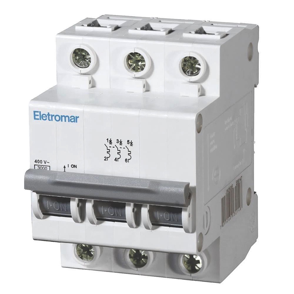 Disjuntor Tripolar / Trifásico 20A Din Curva C Eletromar JW320E