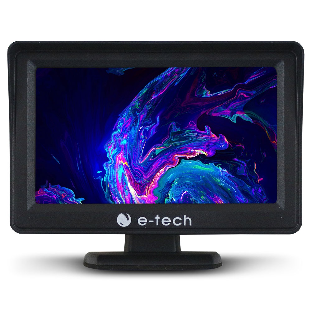 Tela Monitor Lcd 4.3 Polegadas E-Tech Universal Entrada Camera Ré Estacionamento Automotivo Veicular em Oferta na Shopee