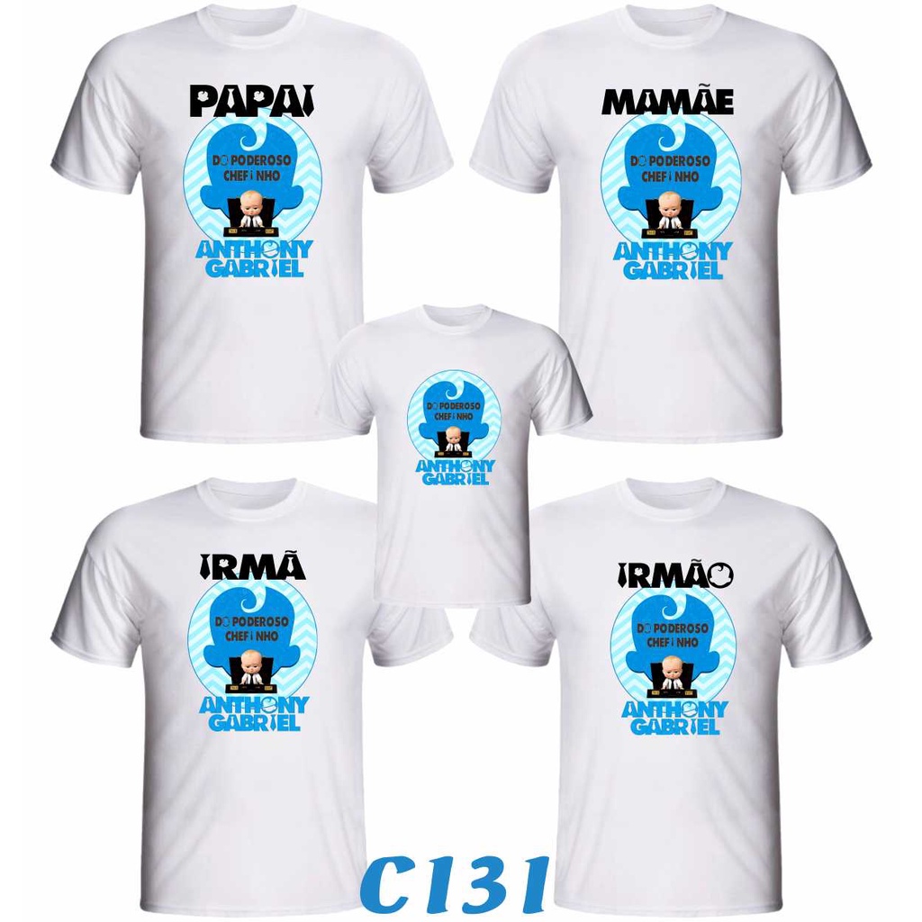 Kit 8 Camisetas Personalizada " O Poderoso Chefinho " para Aniversário ou festa Temática
