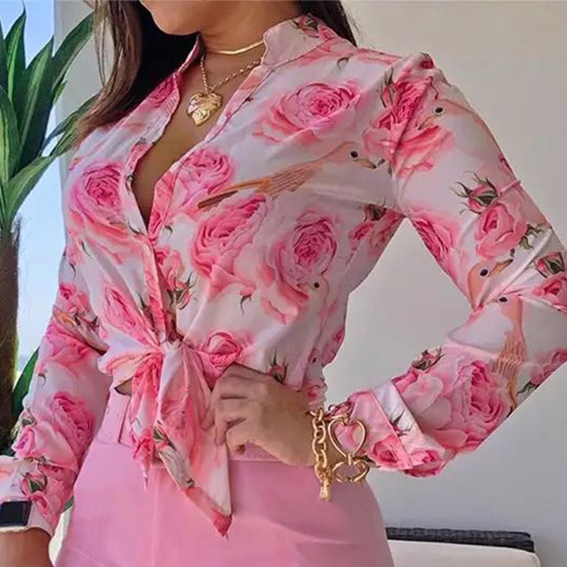Blusa De Manga Comprida Feminina Blusas Sociais Com Camisa De Pescoço Em V Vestuário Femin...