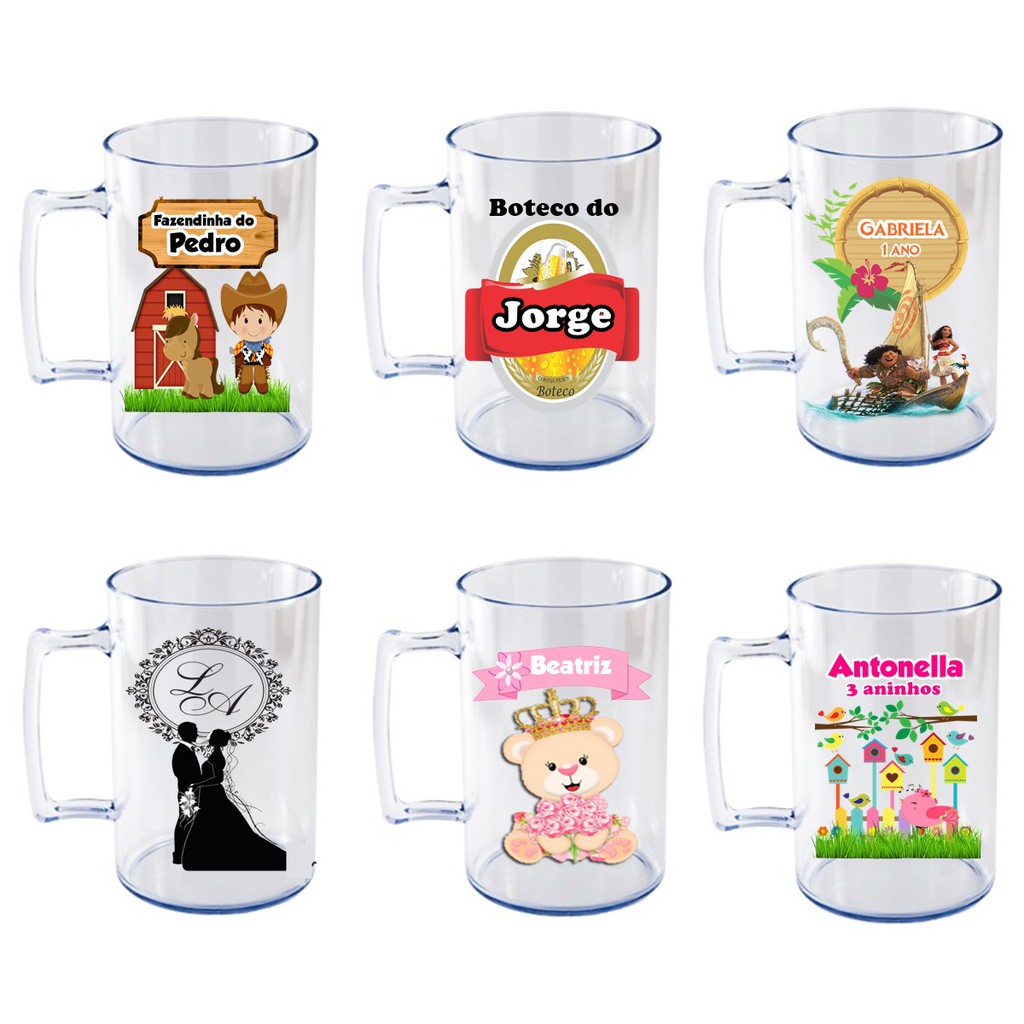 Kit 50 Unid. Caneca Copo Chopp Acrílica Lembrancinha Personalizada Festa, Evento e Casamento em Oferta na Shopee