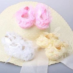 Sapato Infantil De Princesa De Renda Antiderrapante Para Recém-Nascidos