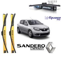 Kit 3 Palhetas Limpador De Parabrisa Dianteiro + Traseiro Renault Sandero 2007 a 2014