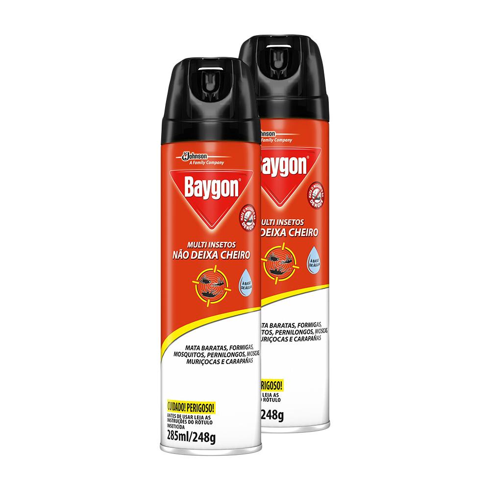 Kit 2 Inseticida Aerossol Baygon Multi-Insetos à Base de Água 285ml