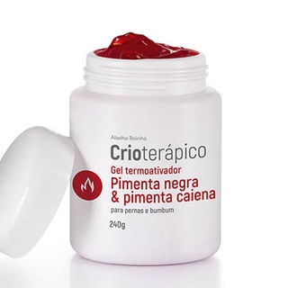 Gel Redutor de Medidas Termoativador Pimenta Negra e Pimenta Caiena Pernas e Bumbum Crioterápico Abelha Rainha 240g