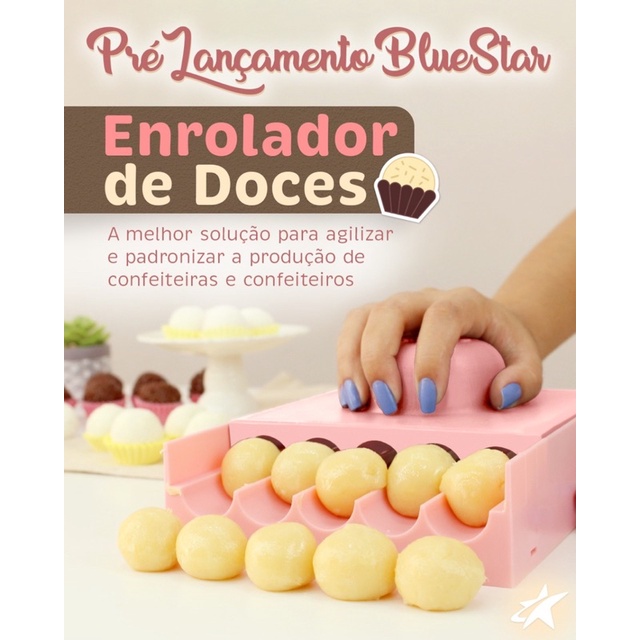 placa boleadora enrolador de doces brigadeiro beijinho 12g ou 16g bluestar