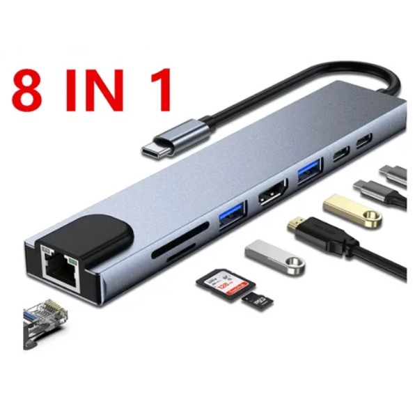 Tipo C Hub 8 Em 1 Usb C Para Adaptador Hdmi Com Ethernet em Oferta na Shopee