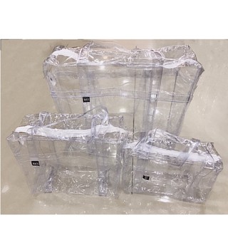 Bolsa Sacola Transparente C/Alça e Ziper Para Praia Piscina Dia A Dia Multiuso P/M/G