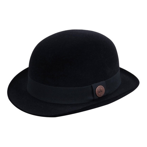 Chapéu Coco Diplomata Premium Aba Curta Preto Aveludado