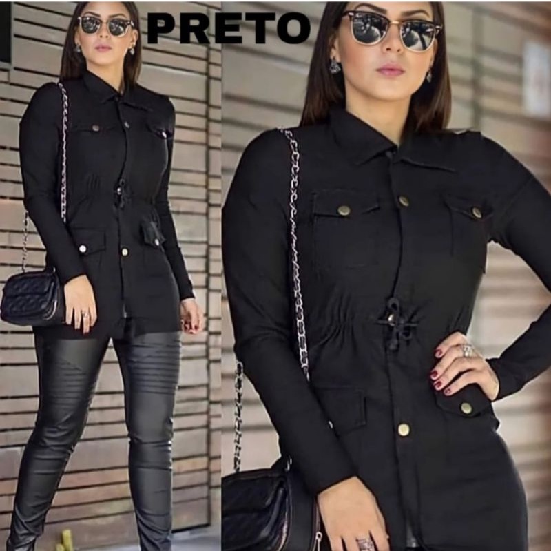 Parka Feminina Estilo Jaqueta Casaco SOBRETUDO COM BOLSO  Em Bengaline Moda feminina Inverno 2022