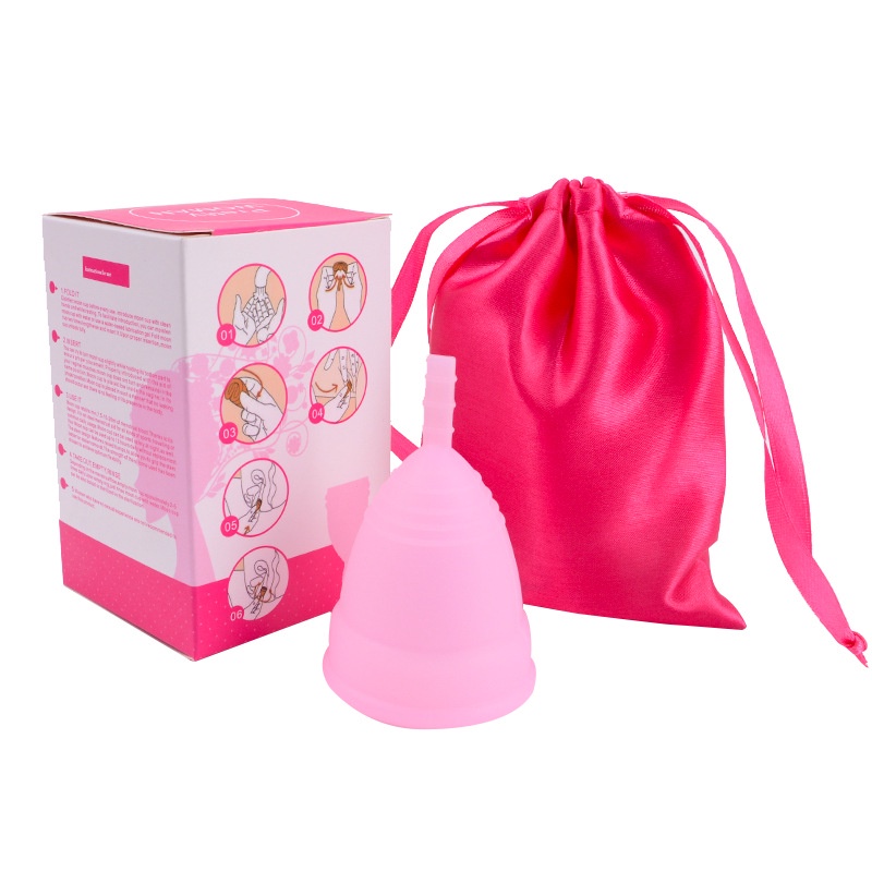 KIT Coletor Menstrual Silicone Reutilizável Ecológico + Sacola de Cetim - Tamanho unico 7cm