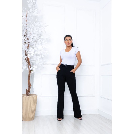 Calça Flare Cintura Alta , Calça Social Flare Boca De Sino Malha Crepe ref: CÇSOCFLR