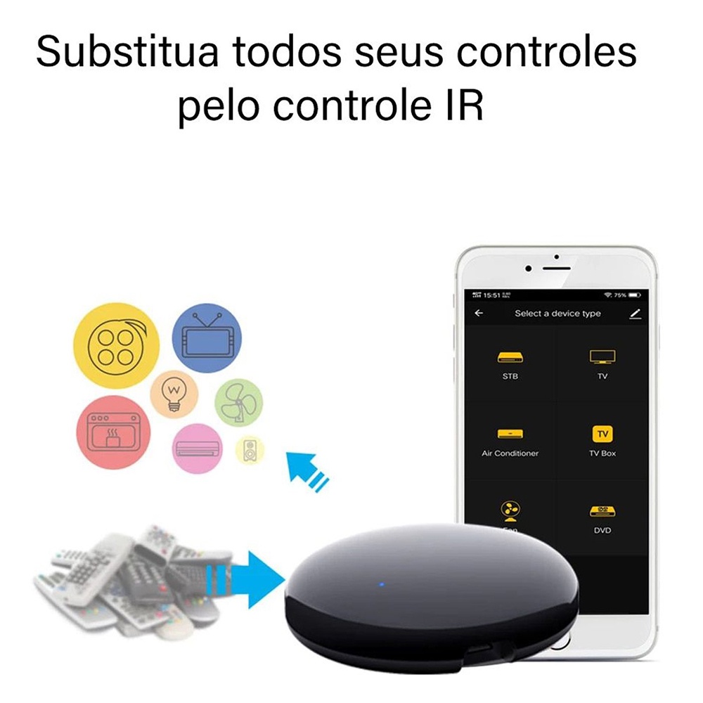 Controle Smart Ir Controle Aparelhos com Infravermelho Smart Tv Ar Condicionado Ventilador