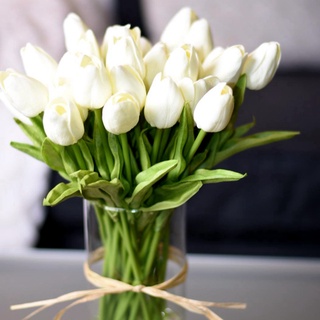 10PCS Tulipa Artificial Flor De Toque Real Bouquet Falsas Flores Para Decoração De Casamento Jardim Doméstico