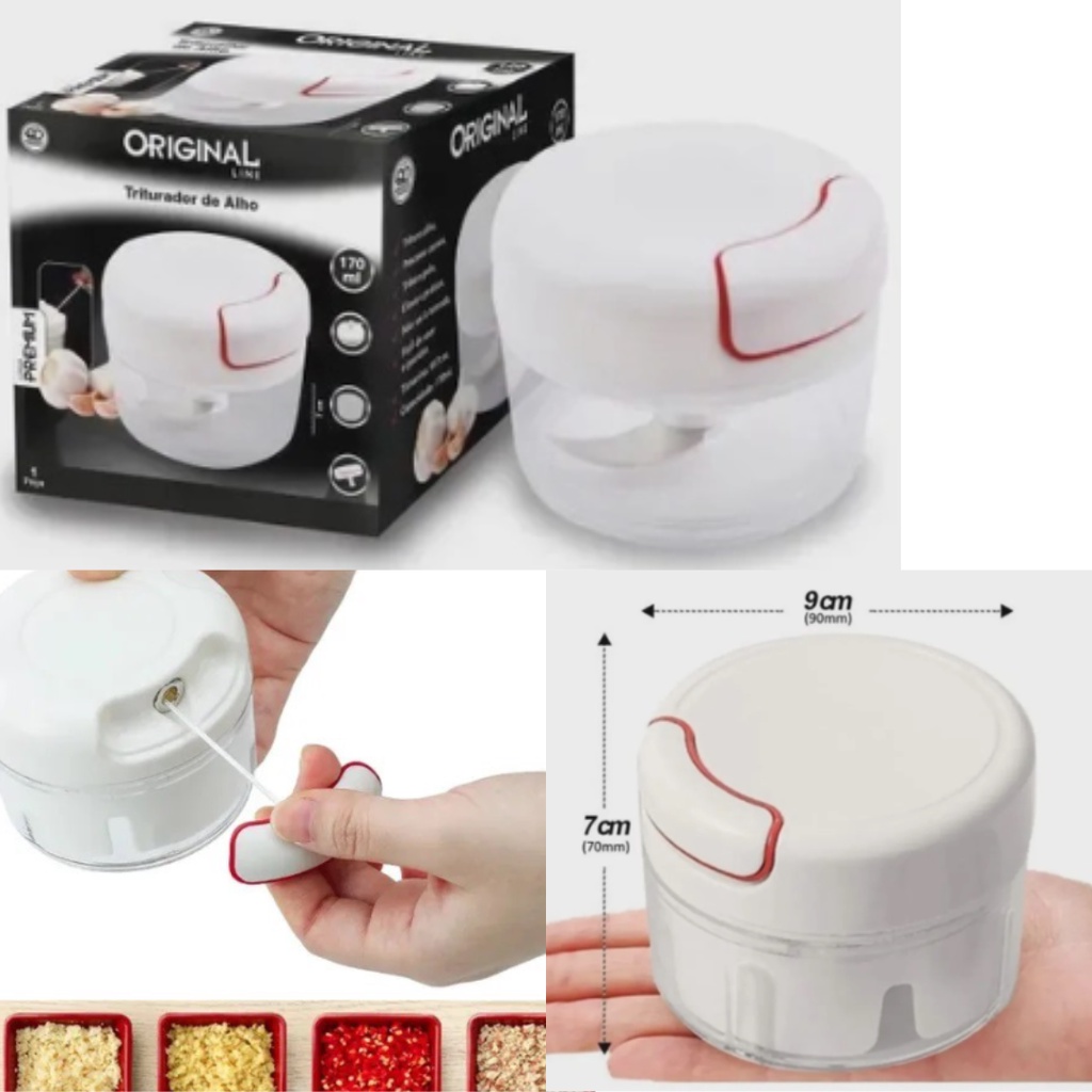 Mini Processador Triturador de Alimentos Cozinha com 2 Lâminas Manual Legumes Verdura