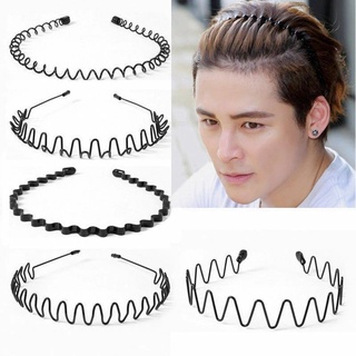 Metal Spring Wavy Hair Hoop Ondulado/Acessórios De Cabeleireiro Moda Simples Preto Não Deslizante Homens Mulheres Esportes Faixa De Cabelo Flexível