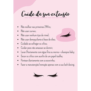 50 cartões cuidados personalizado extensão de cílios | Shopee Brasil