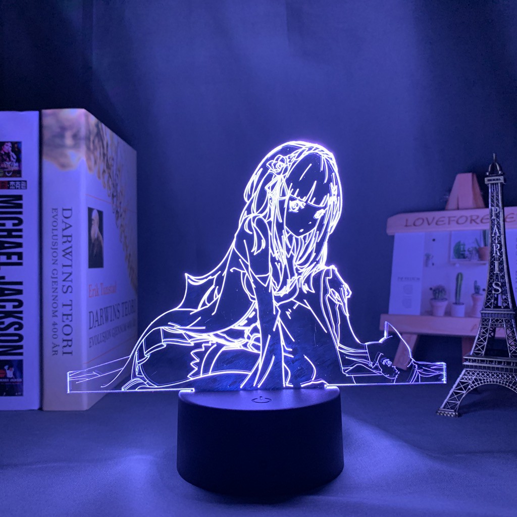 Anime Re:Zero Luminária LED 3D Noturna Presente e Decoração