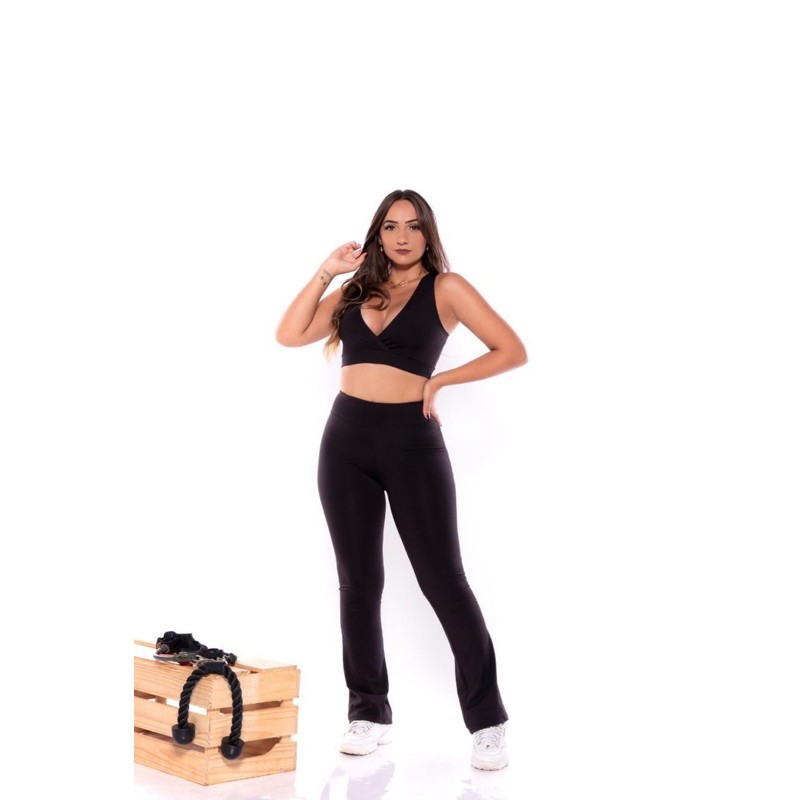 Calça Flare Bailarina Boca de Sino Suplex em Oferta na Shopee