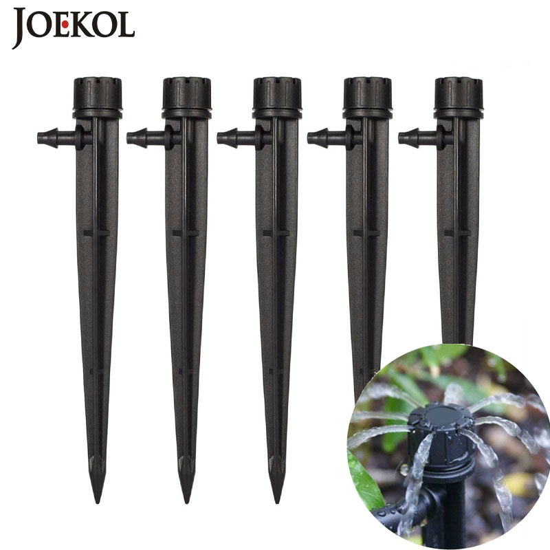 20 Peças 360 Graus Sprinklers De Jardim 13cm Gotejador Preto 8 Furos Emissor Micro Spray Bico De Água Ajustável
