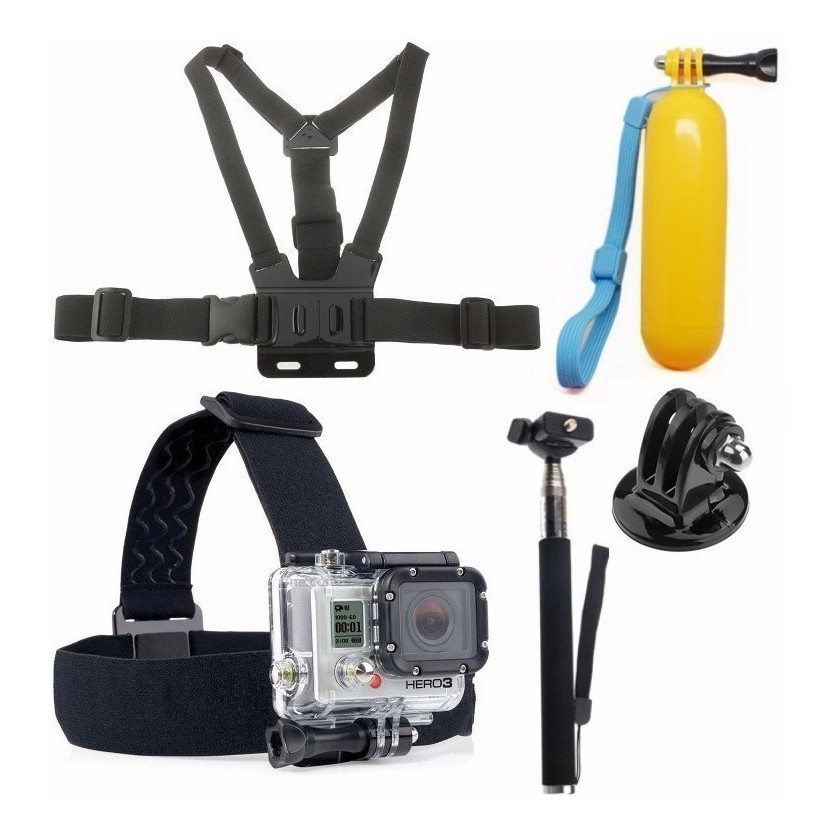 Gopro Acessórios Kit 4 Em 1 Suporte Cabeça E Peito + Bastões