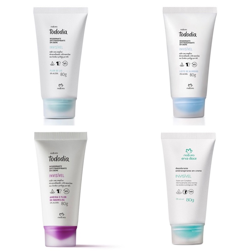 Desodorante Antitranspirante em Creme Erva Doce, Algodão, flor de lis, ameixa e flor de baunilha 80g Natura
