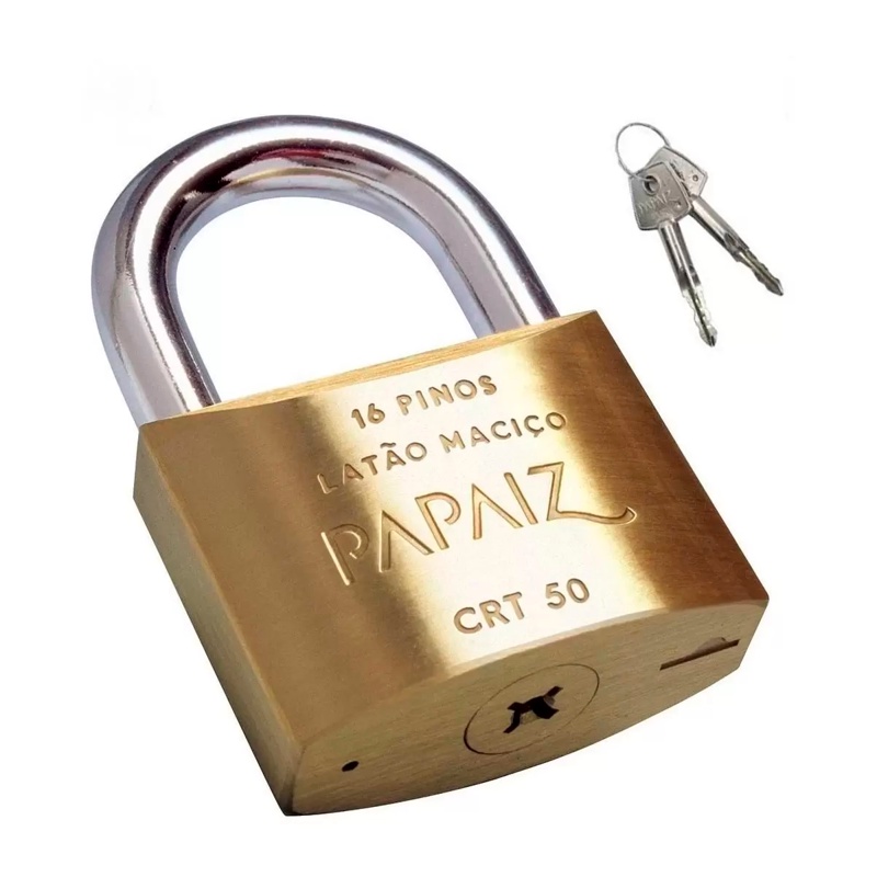 Cadeado Chave Tetra Papaiz 50mm Chave Em Latão Crt 50