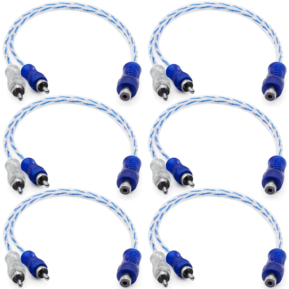 6 Cabo Y RCA Blindado 1 Femea 2 Macho Injetado Azul 4mm em Oferta na Shopee