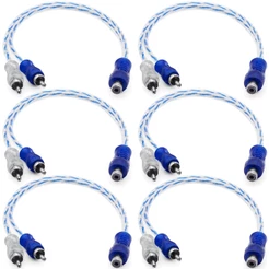 6 Cabo Y RCA Blindado 1 Femea 2 Macho Injetado Azul 4mm