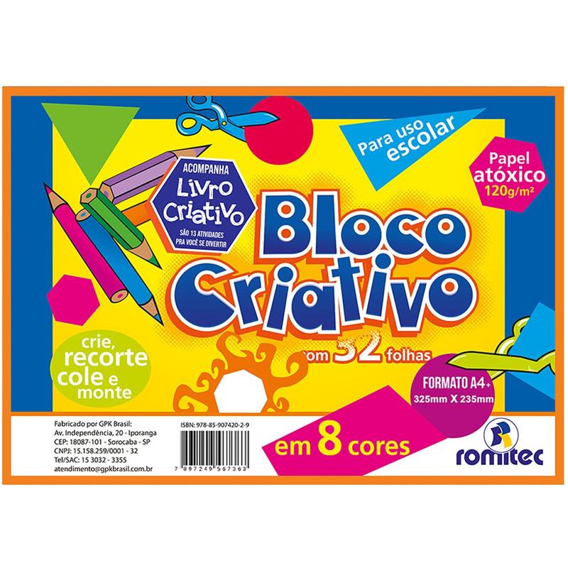 Bloco Para Educacao Artistica Criativo 8 Cores A4 120g 32f Shopee Brasil 4574