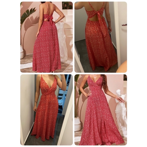 vestido longo vermelho shein Shopee Brasil