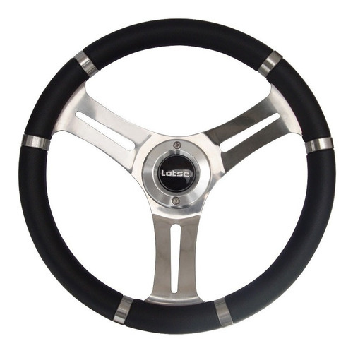 Volante Esportivo Lotse Nautico H2o Preto + Cubo de Instalação para Lancha Barco Coluna Teleflex