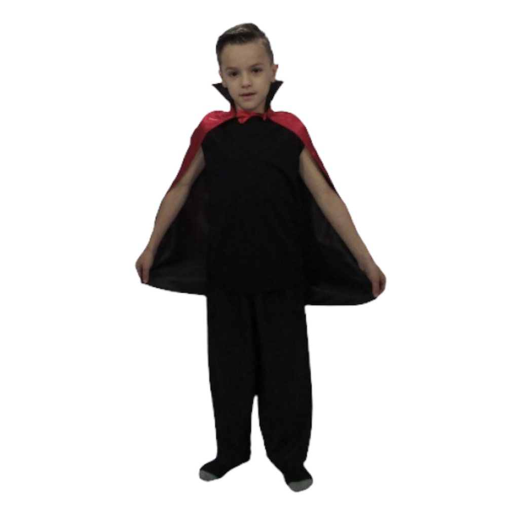 Fantasia Halloween Capa Drácula Vampiro Dupla Face Cetim Infantil Zumbi Terror Carnaval