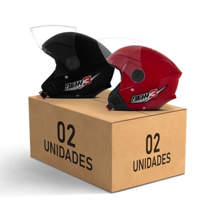 Kit 2 Capacetes Moto Aberto Pro Tork New Liberty 3 Feminino e Masculino com Viseira Movel Várias Cores