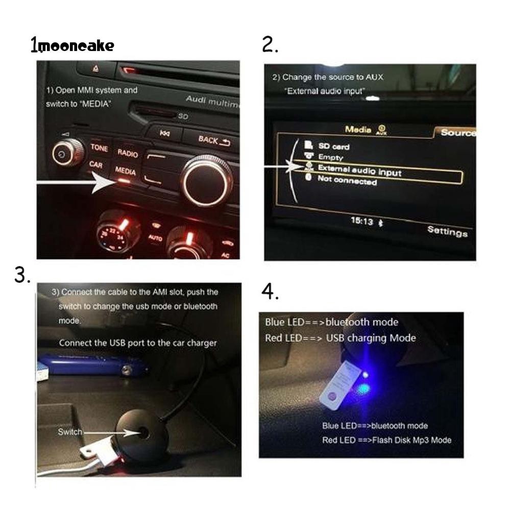 Moon Car AMI MDI Interface De Música USB Cabo Adaptador Bluetooth MP3  Player Para Audi/VW | Shopee Brasil