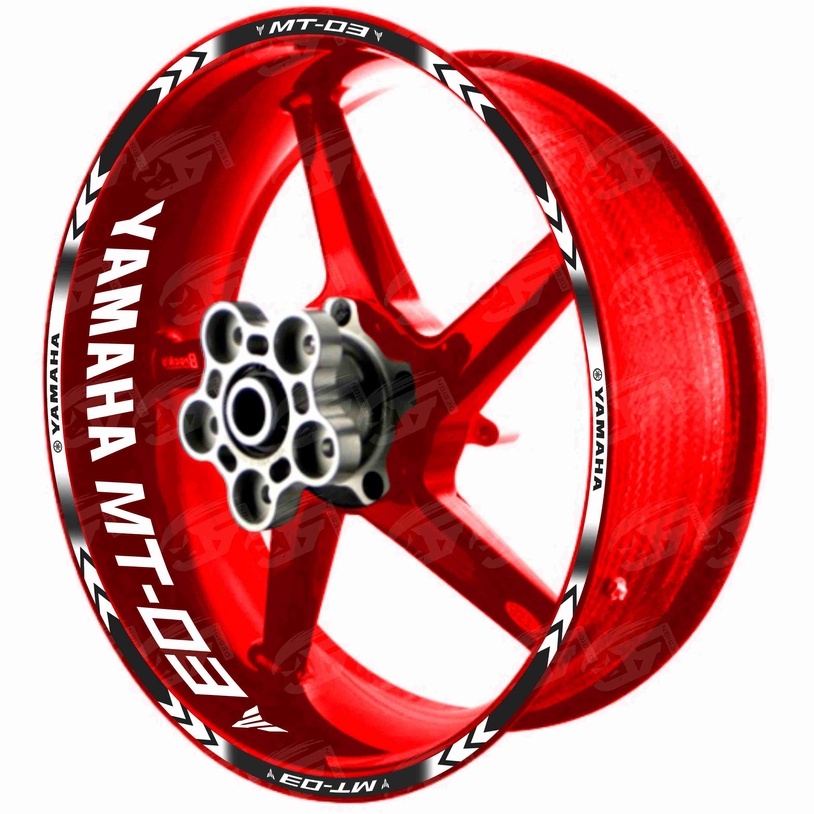 Adesivo Friso Refletivo Roda Moto Yamaha MT-03 MT 03 + Adesivos Internos M01 roda vermelha