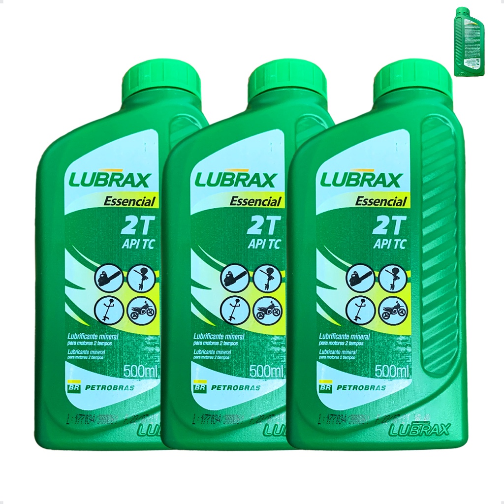 Óleo Mineral Lubrax Essencial 2 Tempos TC 500ml Kit C/3