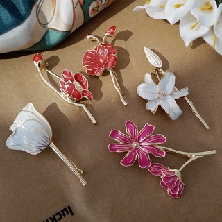 Flor Pino Branco Vermelho Lírio Tulipa Margarida Corsage Lenço Saco De Roupas Lapela Pin Clássico Elegante Presente Da Jóia Das Senhoras Broche