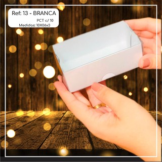 10 ~50 Caixas Embalagem Para Doces Com Visor em  Acetato BRANCA 10x6x3 - Ref. 13( Chocobraz )// em Oferta na Shopee