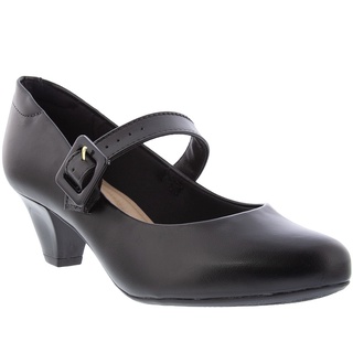 Scarpin Modare Ultraconforto Salto Geométrico Fivela Preto