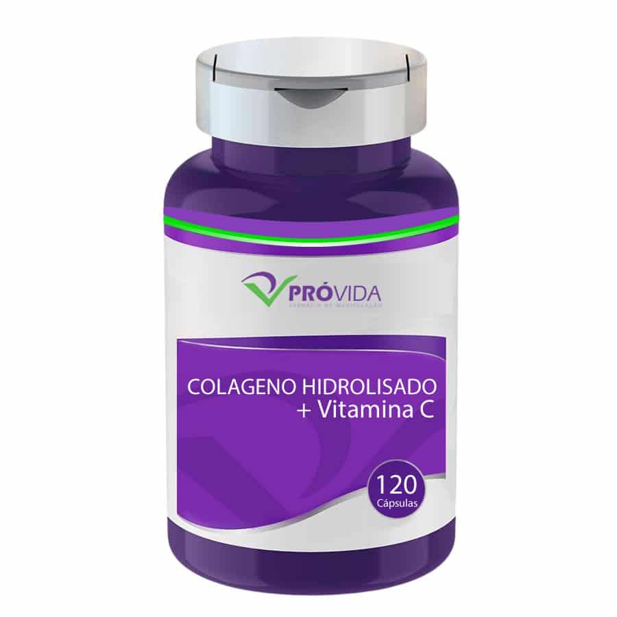 Colágeno Hidrolisado  Vitamina C em Cápsulas  Uso Diário 120 Cápsulas
