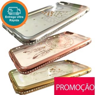 3 Capinha para iPhone Anti Impacto iPhone 7 / 8 / SE2020 - Strass Brilho Dourada Prata Rose Gold - Liquida Tudo