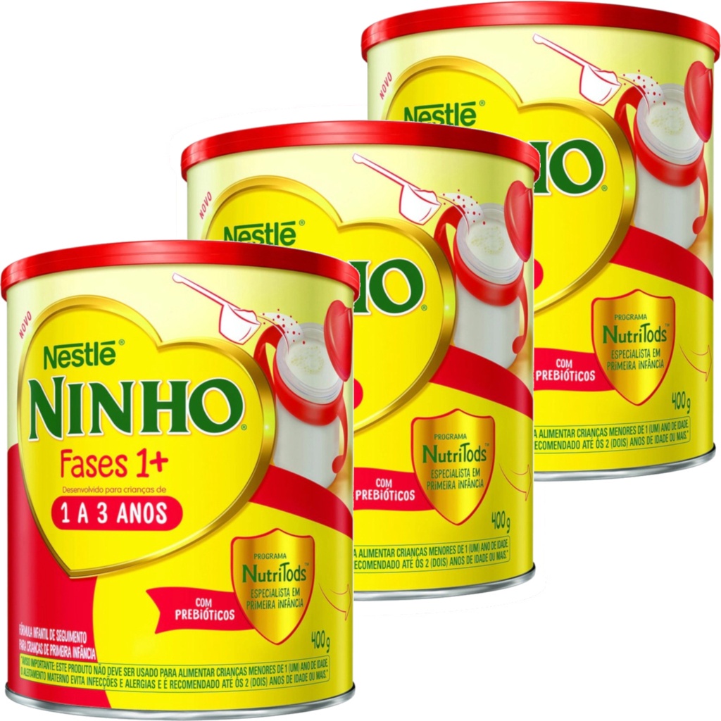 Kit 3x Leite em Pó Ninho Fases 1+ Nestlé 400g
